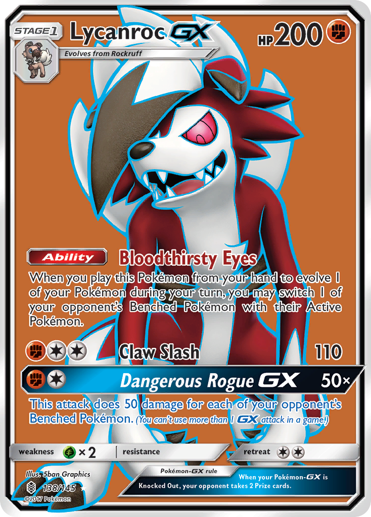Lycanroc-GX 138 Rare Ultra card from Guardians Rising