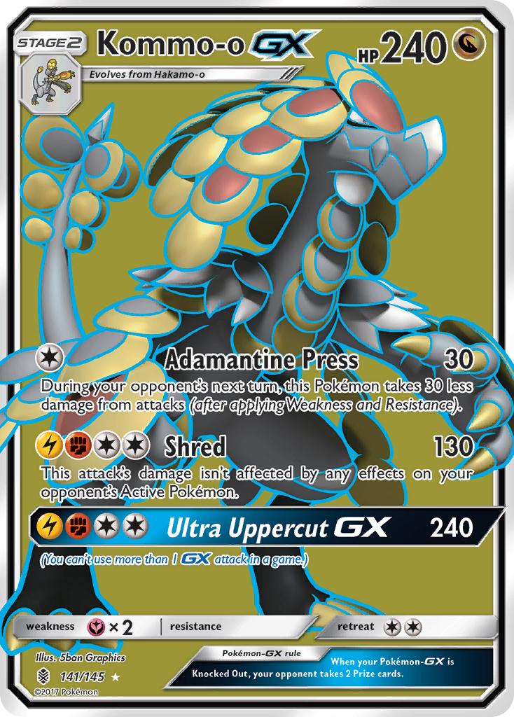 Kommo-o-GX 141 Rare Ultra card from Guardians Rising