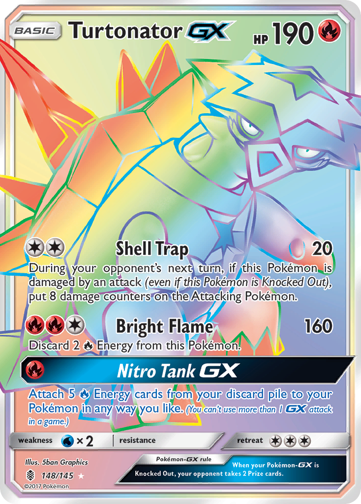 Turtonator-GX 148 Rare Rainbow card from Guardians Rising