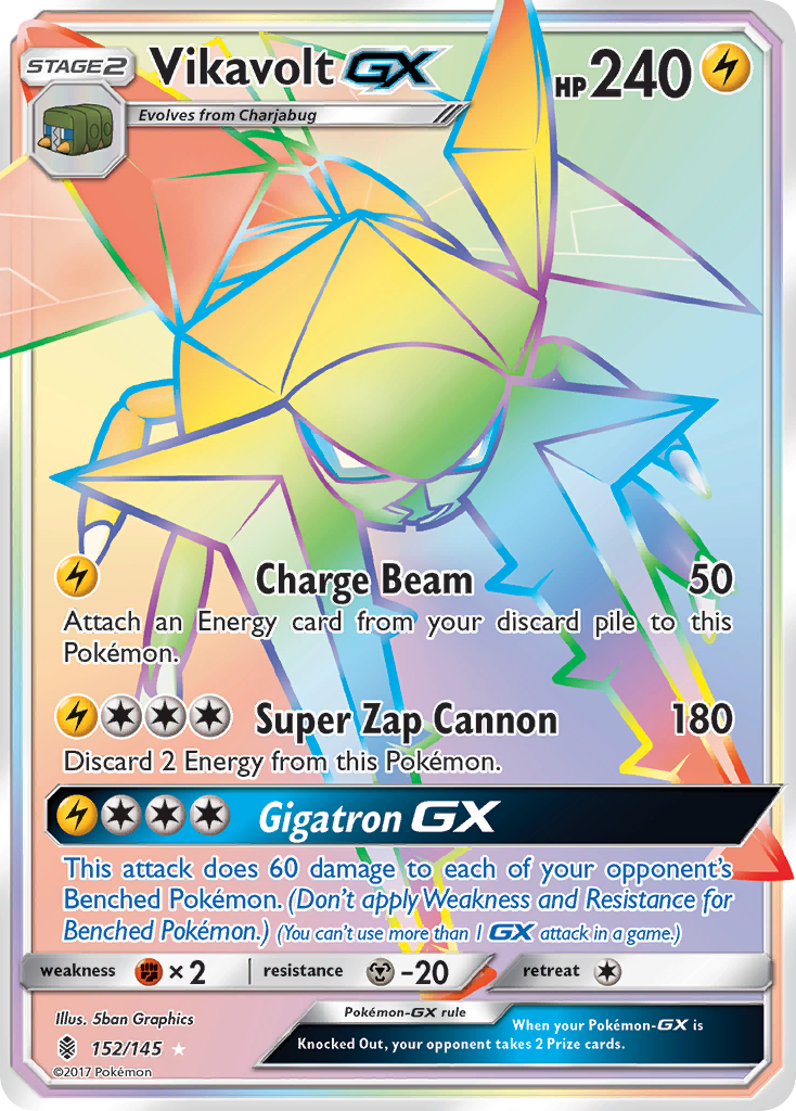 Vikavolt-GX 152 Rare Rainbow card from Guardians Rising