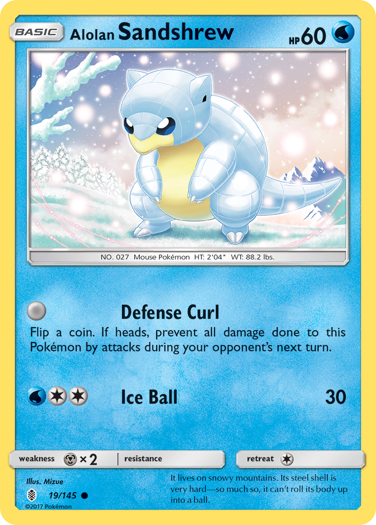 Alolan Sandshrew 19 Common card from Guardians Rising