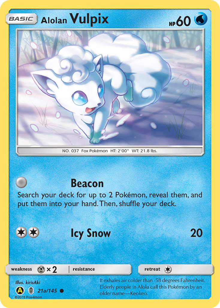 Alolan Vulpix 21a Common card from Guardians Rising
