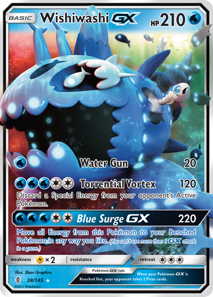 Wishiwashi-GX 38 Rare Holo GX card from Guardians Rising
