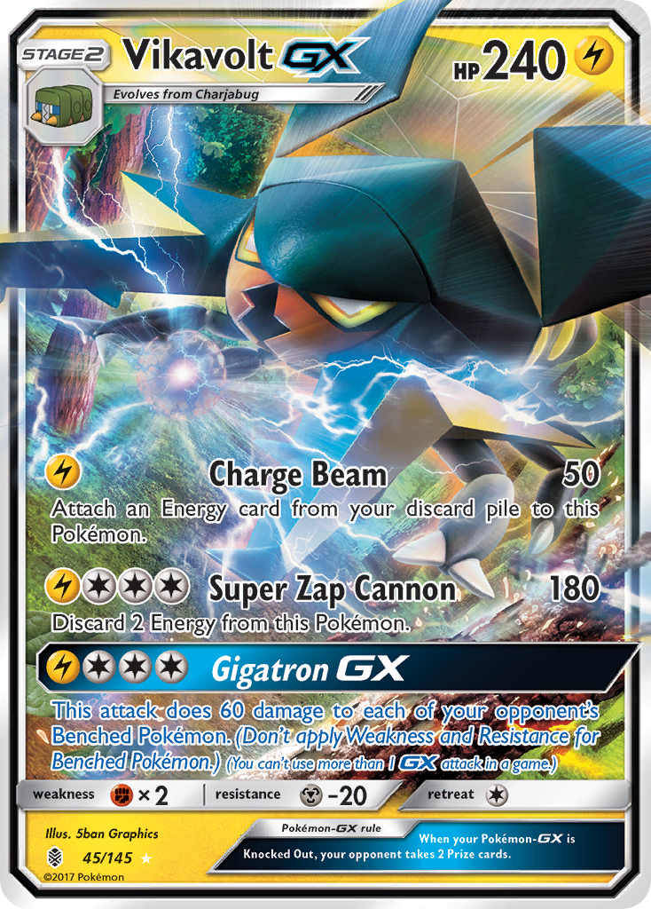 Vikavolt-GX 45 Rare Holo GX card from Guardians Rising