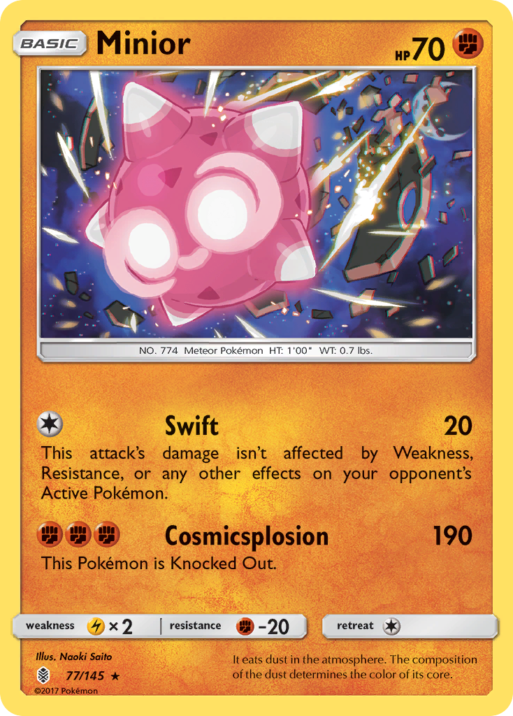 Minior 77 Rare Holo card from Guardians Rising