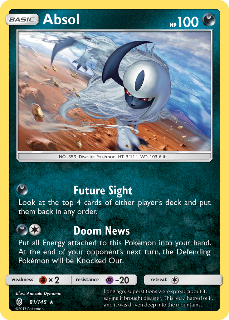 Absol 81 Rare Holo card from Guardians Rising