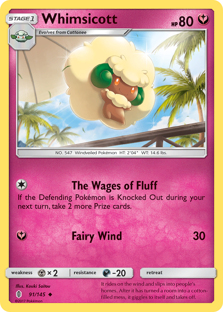 Whimsicott 91 Uncommon card from Guardians Rising