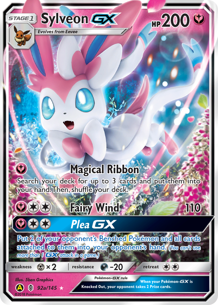 Sylveon-GX 92a Rare Holo GX card from Guardians Rising