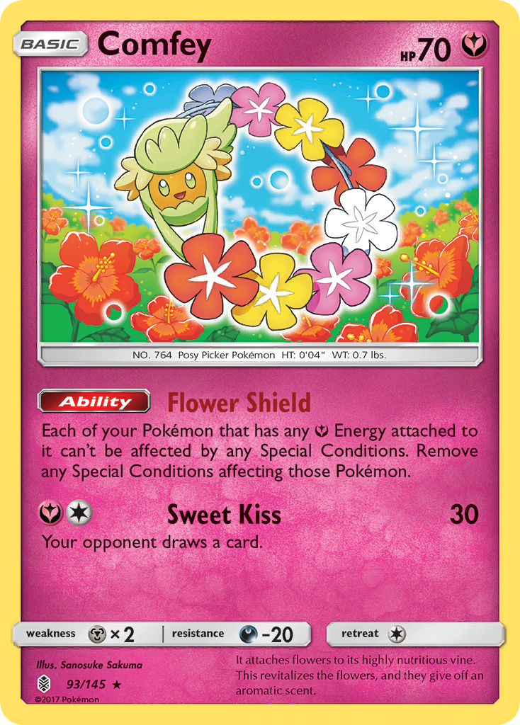 Comfey 93/145 Rare Holo card from Guardians Rising