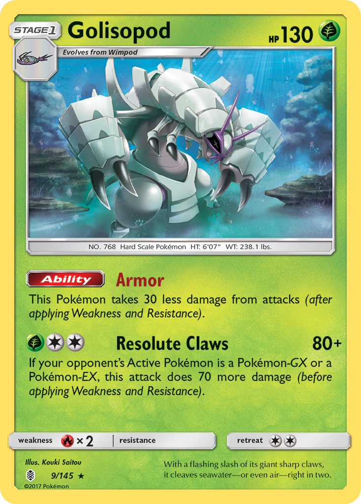 Golisopod 9 Rare Holo card from Guardians Rising