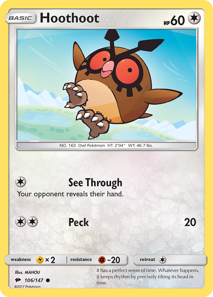 Hoothoot 106 Common card from Burning Shadows