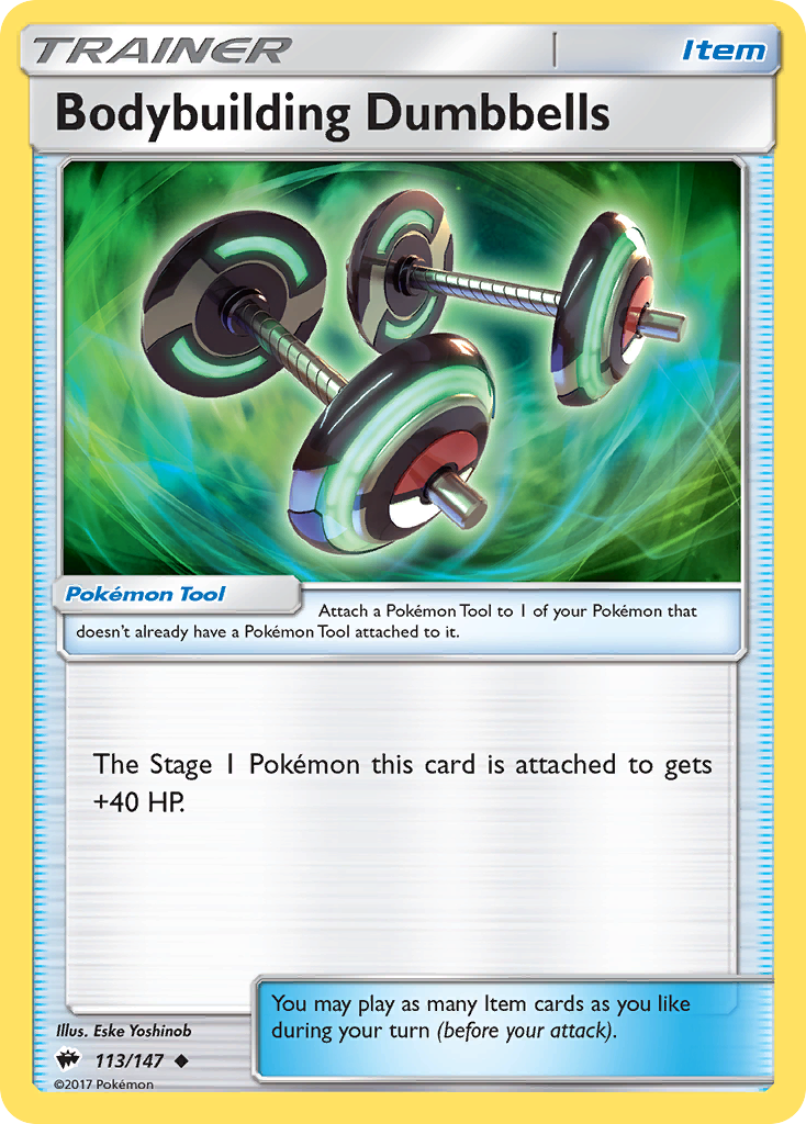 Bodybuilding Dumbbells 113 Uncommon card from Burning Shadows