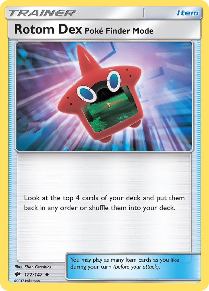 Rotom Dex Poké Finder Mode 122/147 Uncommon card from Burning Shadows