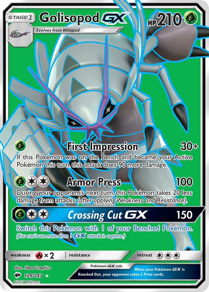 Golisopod-GX 129 Rare Ultra card from Burning Shadows