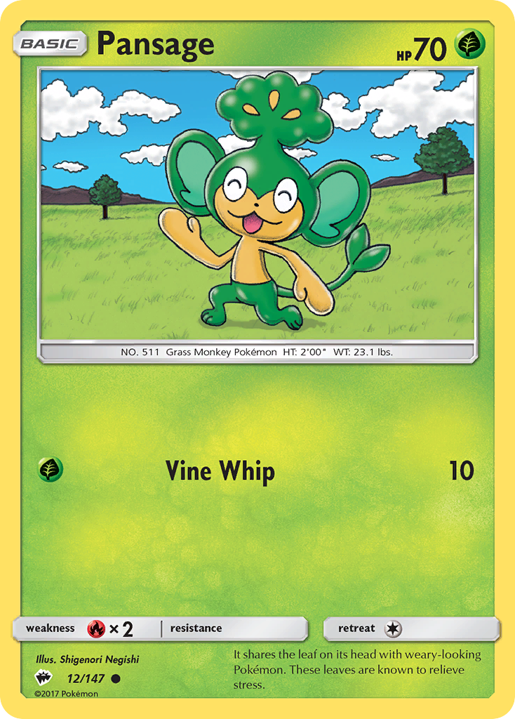 Pansage 12 Common card from Burning Shadows
