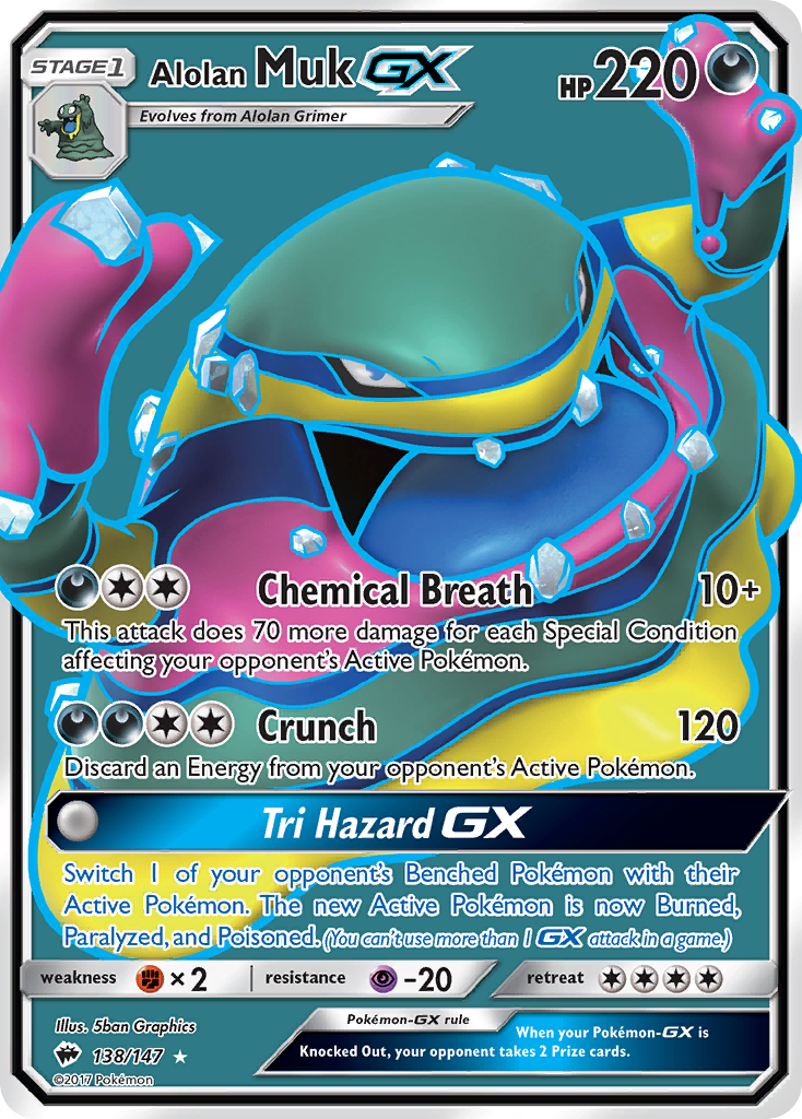 Alolan Muk-GX 138 Rare Ultra card from Burning Shadows