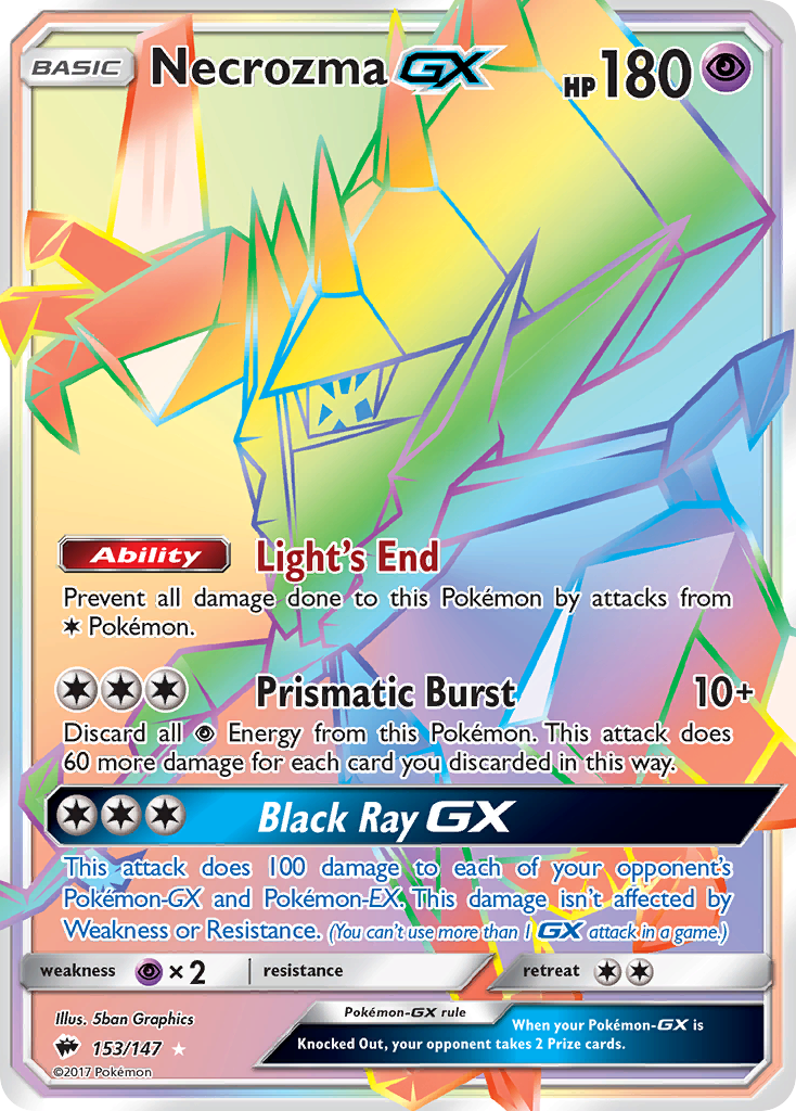 Necrozma-GX 153 Rare Rainbow card from Burning Shadows