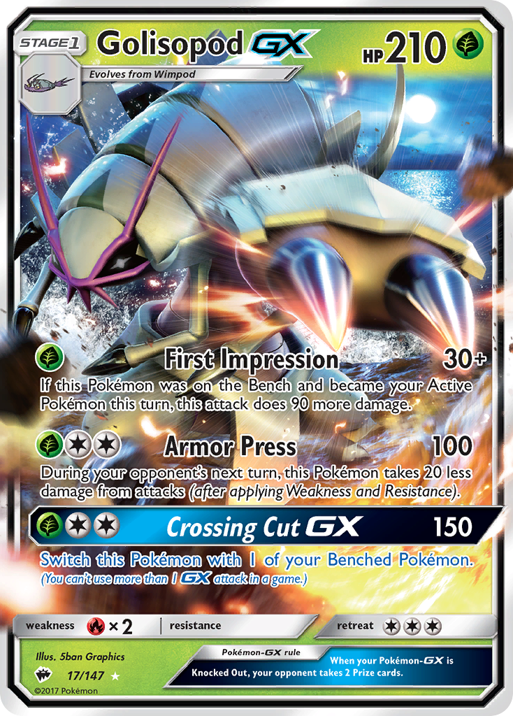 Golisopod-GX 17 Rare Holo GX card from Burning Shadows