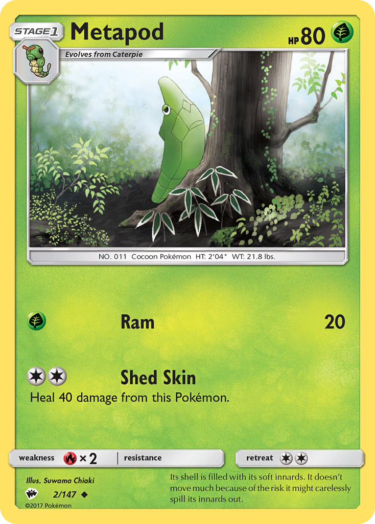 Metapod 2/147 Uncommon card from Burning Shadows