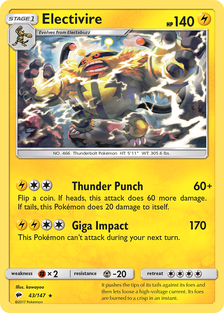 Electivire 43 Rare card from Burning Shadows
