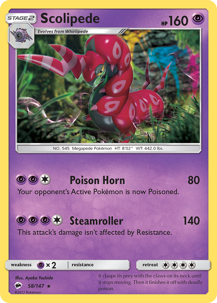 Scolipede 58/147 Rare card from Burning Shadows