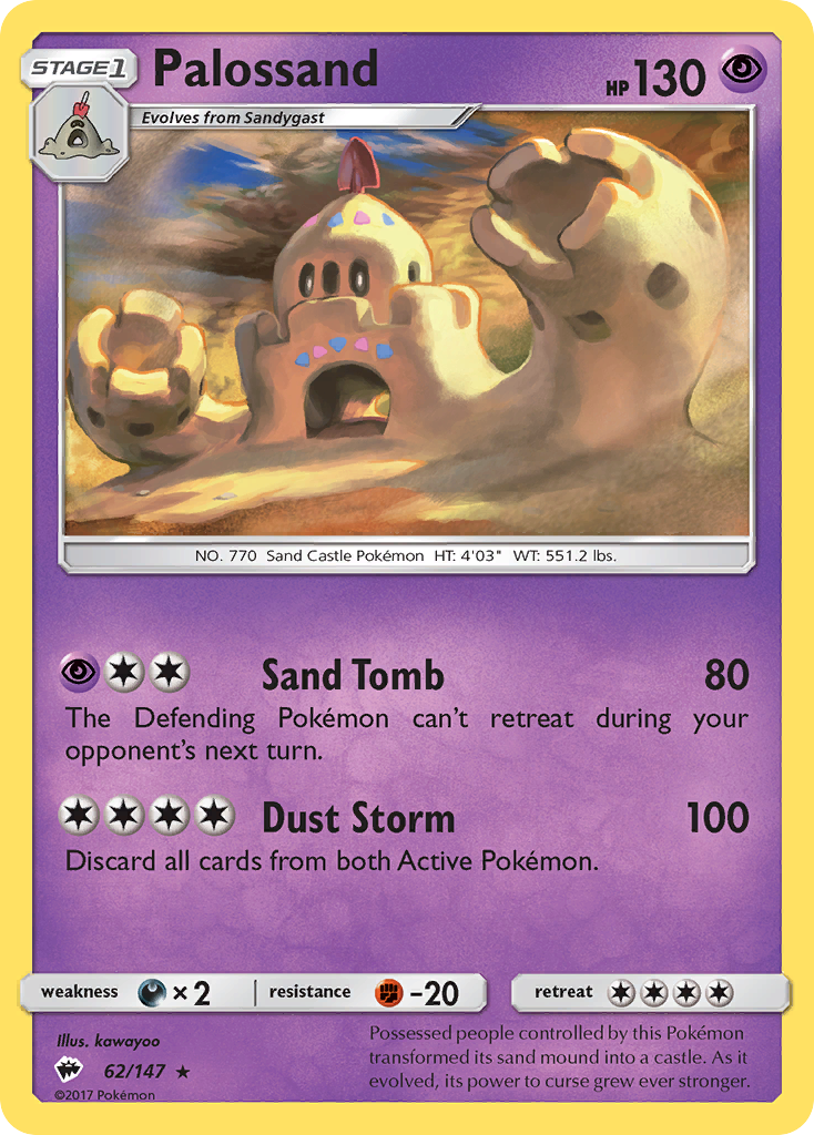 Palossand 62 Rare Holo card from Burning Shadows