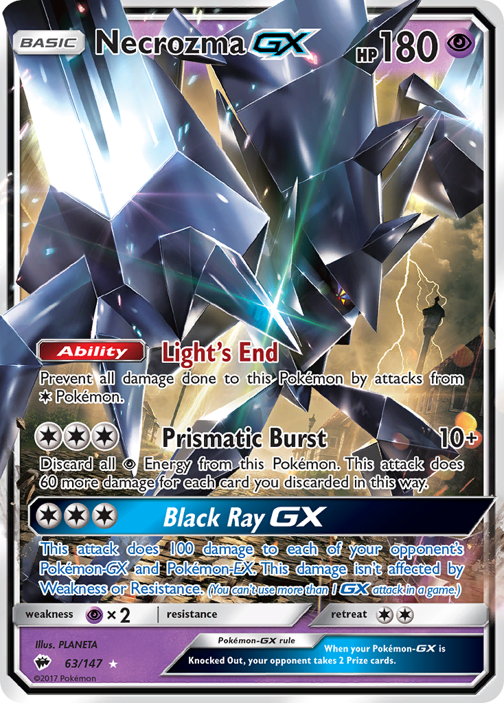 Necrozma-GX 63 Rare Holo GX card from Burning Shadows