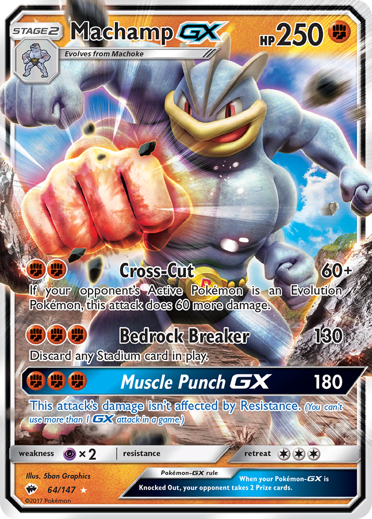Machamp-GX 64/147 Rare Holo GX card from Burning Shadows
