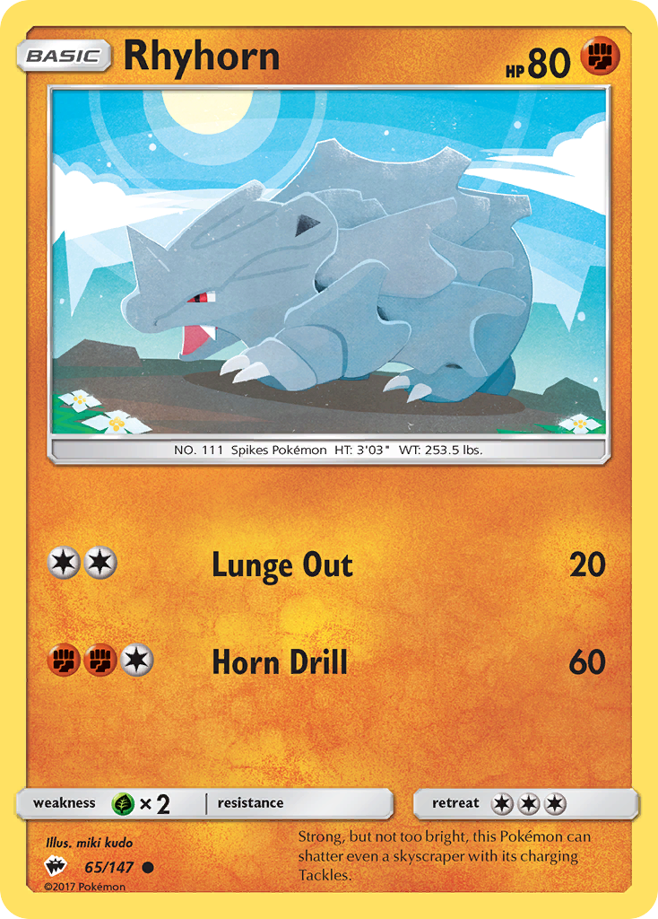 Rhyhorn 65/147 Common card from Burning Shadows