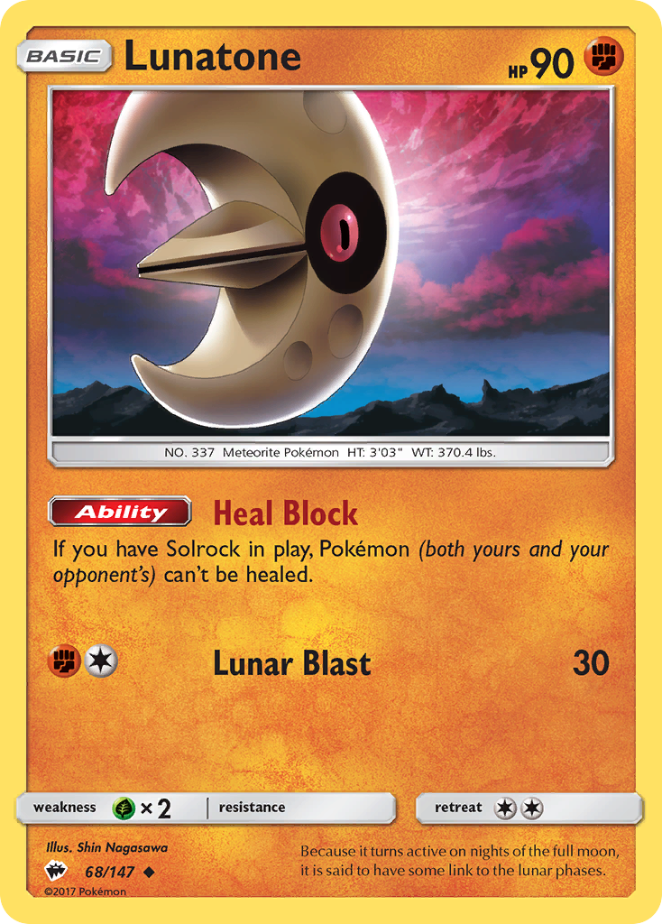 Lunatone 68 Uncommon card from Burning Shadows