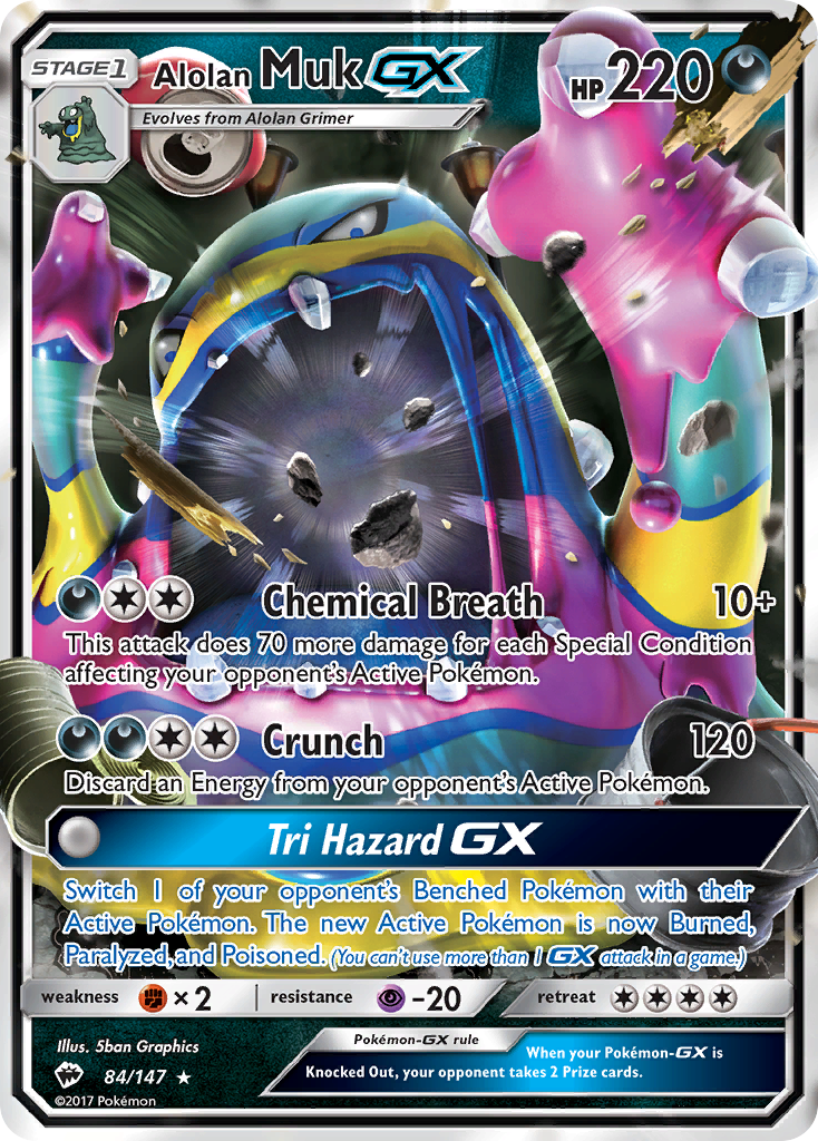 Alolan Muk-GX 84 Rare Holo GX card from Burning Shadows