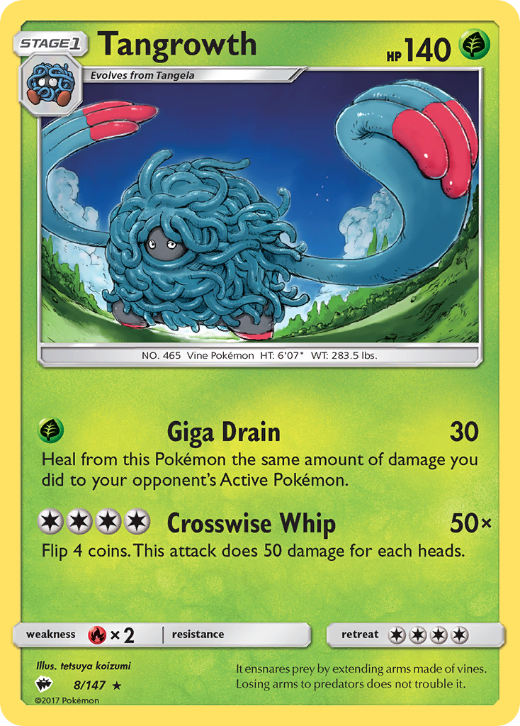 Tangrowth 8 Rare card from Burning Shadows