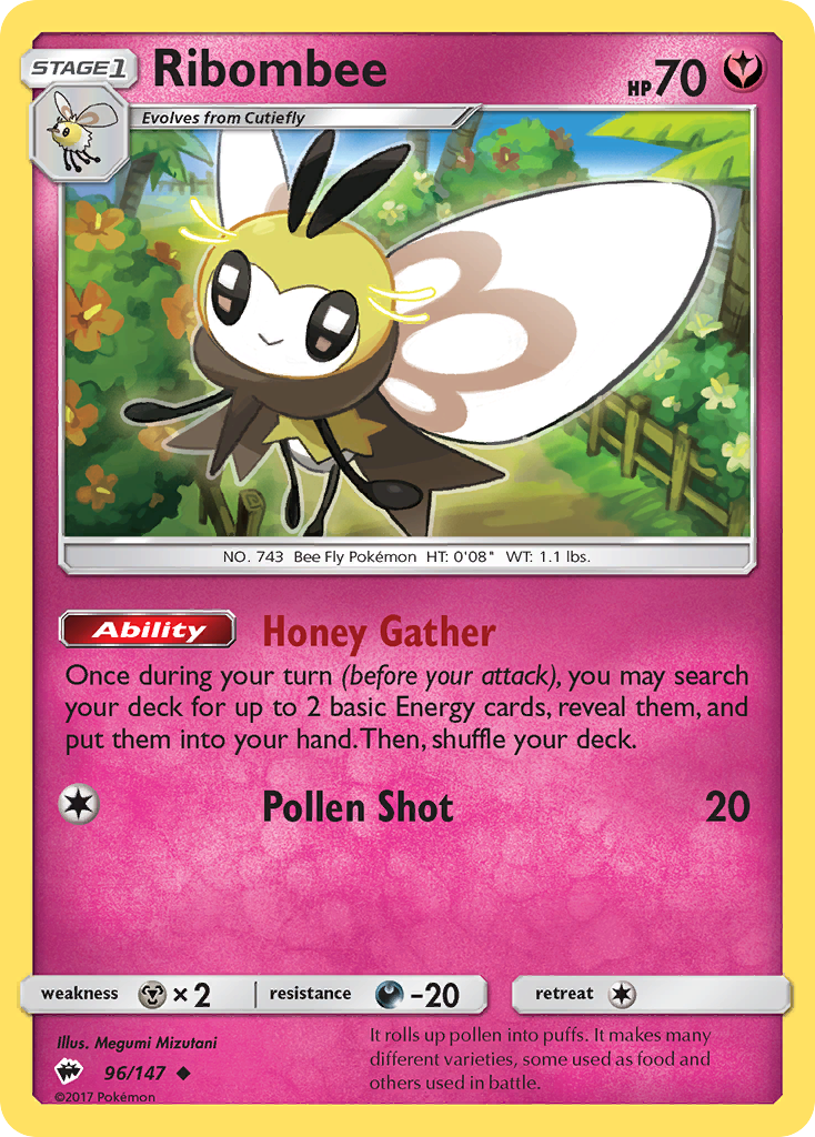 Ribombee 96 Uncommon card from Burning Shadows