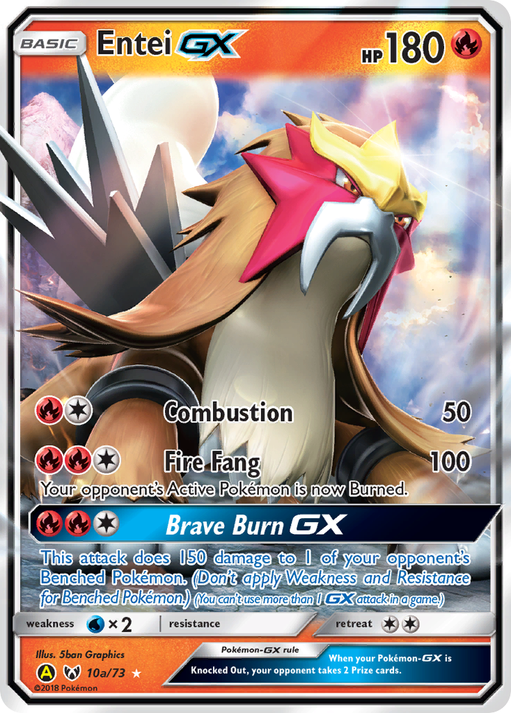 Entei-GX 10a Rare Holo GX card from Shining Legends