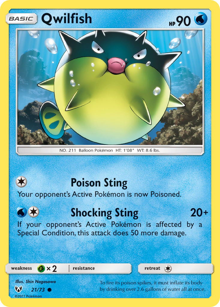 Qwilfish 21 Common card from Shining Legends