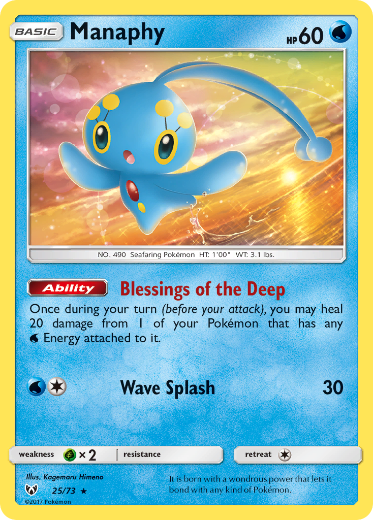 Manaphy 25 Rare Holo card from Shining Legends