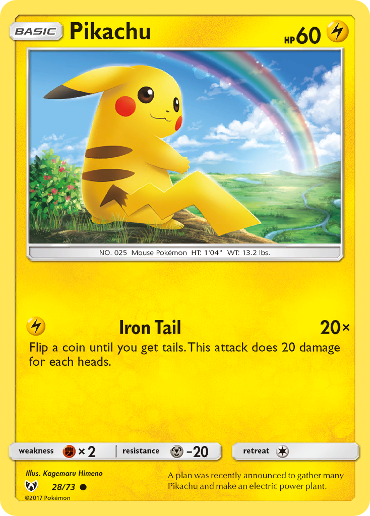 Pikachu 28 Common card from Shining Legends