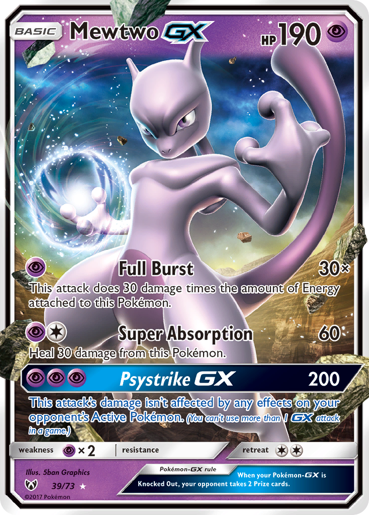 Mewtwo-GX 39 Rare Holo GX card from Shining Legends
