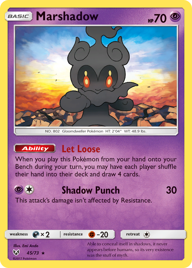 Marshadow 45 Rare Holo card from Shining Legends