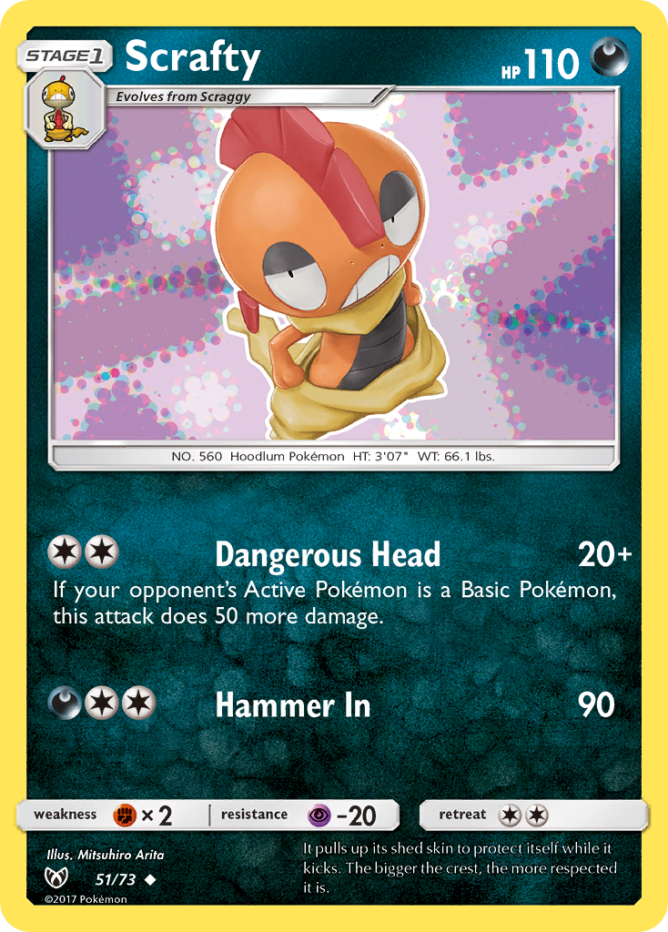 Scrafty 51 Uncommon card from Shining Legends
