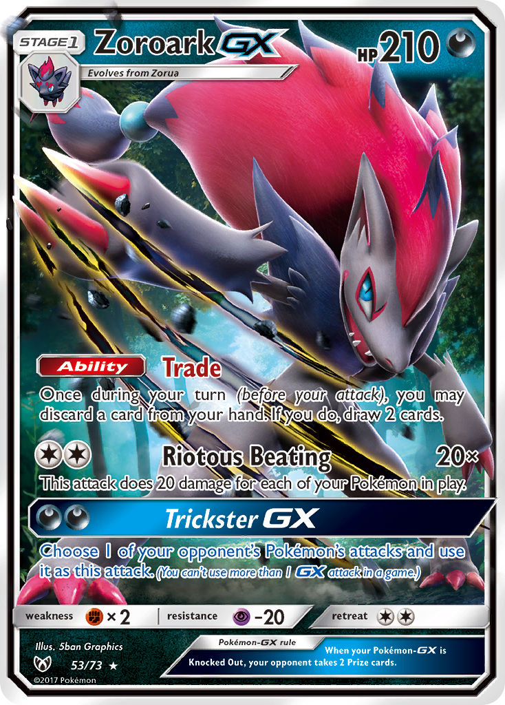 Zoroark-GX 53 Rare Holo GX card from Shining Legends