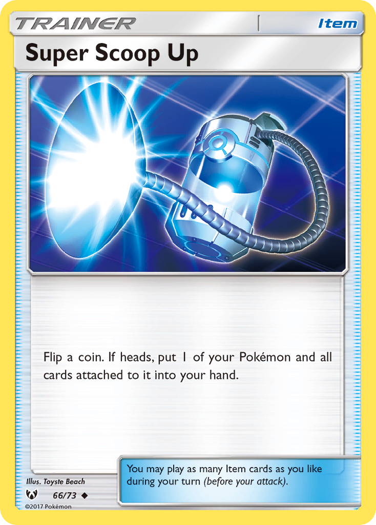 Super Scoop Up 66 Uncommon card from Shining Legends