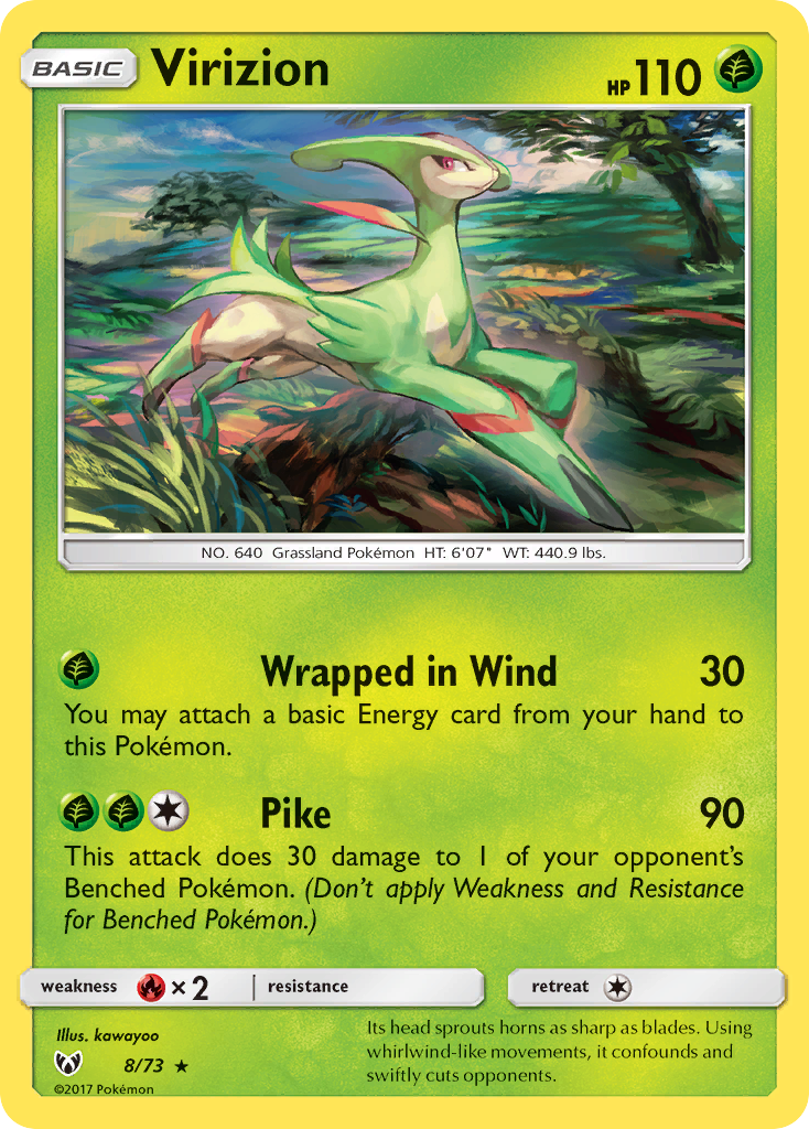 Virizion 8/73 Rare Holo card from Shining Legends