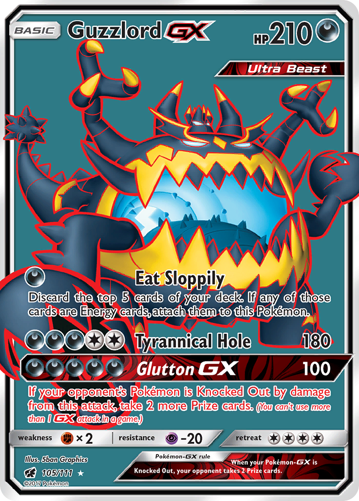 Guzzlord-GX 105/111 Rare Ultra card from Crimson Invasion
