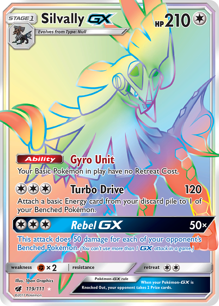 Silvally-GX 119/111 Rare Rainbow card from Crimson Invasion