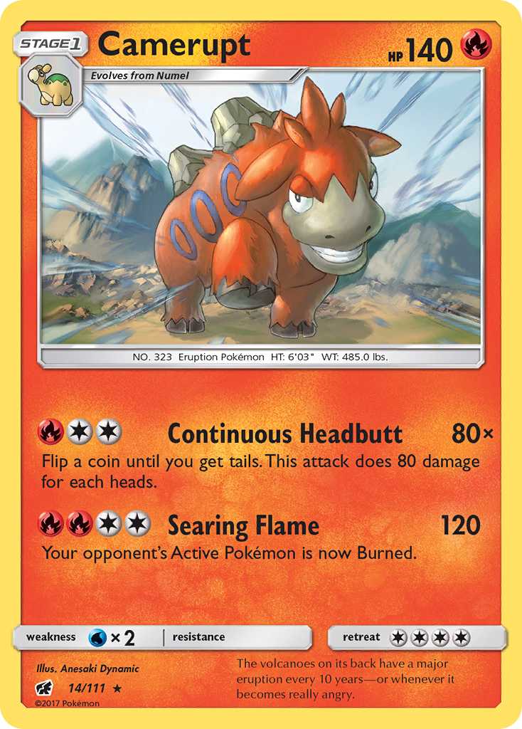 Camerupt 14/111 Rare card from Crimson Invasion