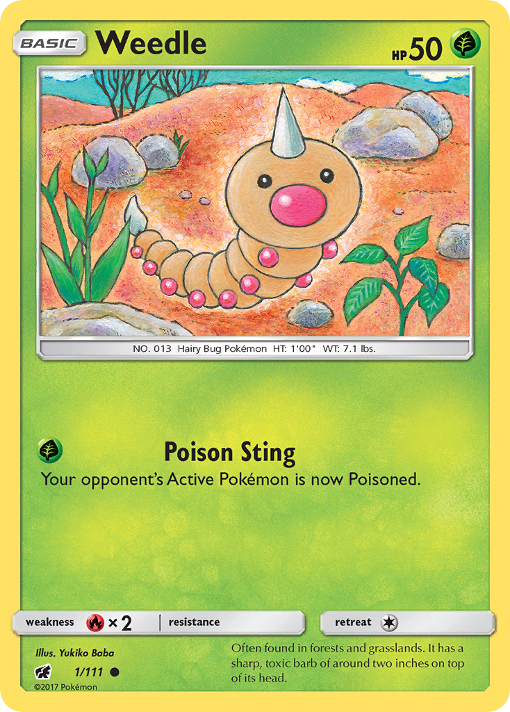 Weedle 1/111 Common card from Crimson Invasion