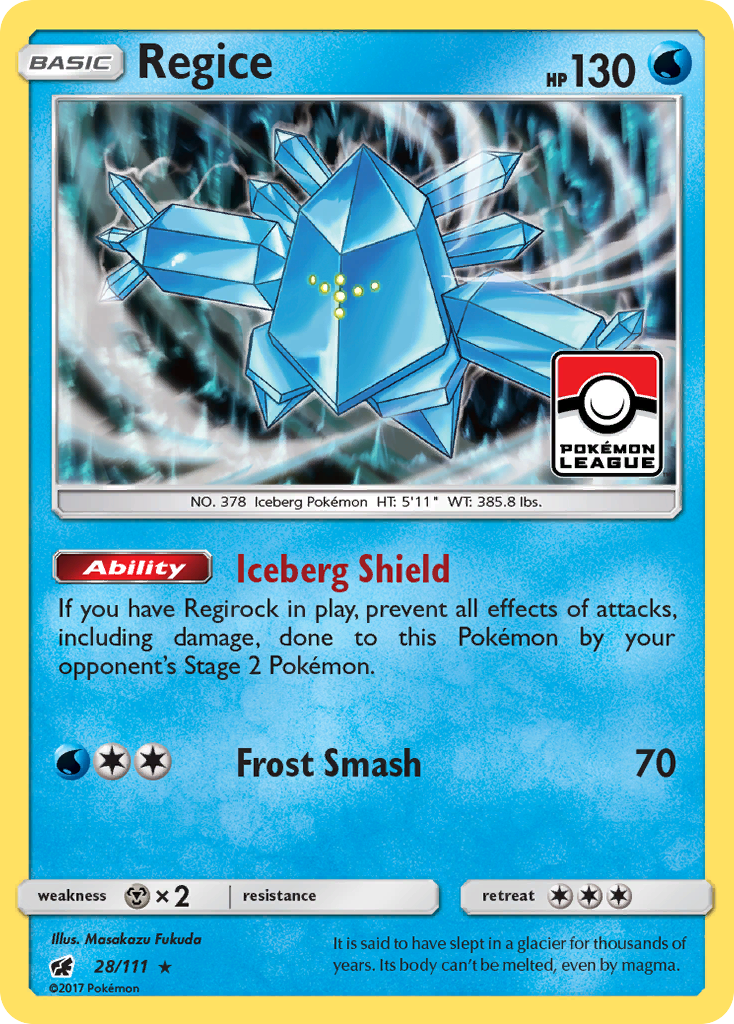 Regice 28 Rare Holo card from Crimson Invasion