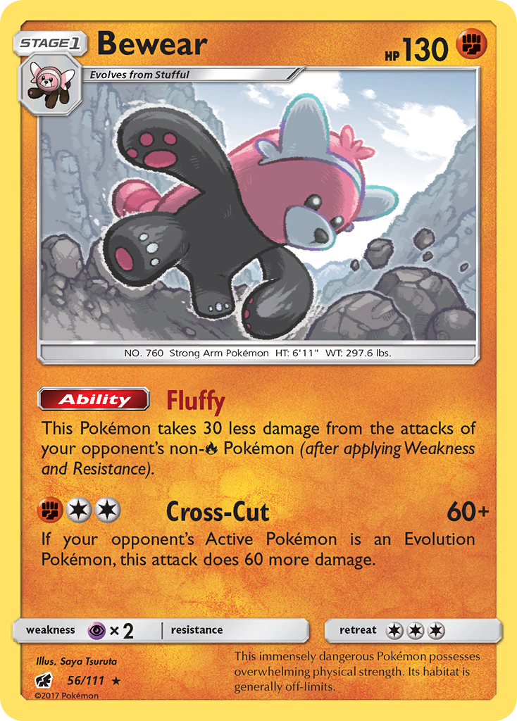 Bewear 56 Rare Holo card from Crimson Invasion