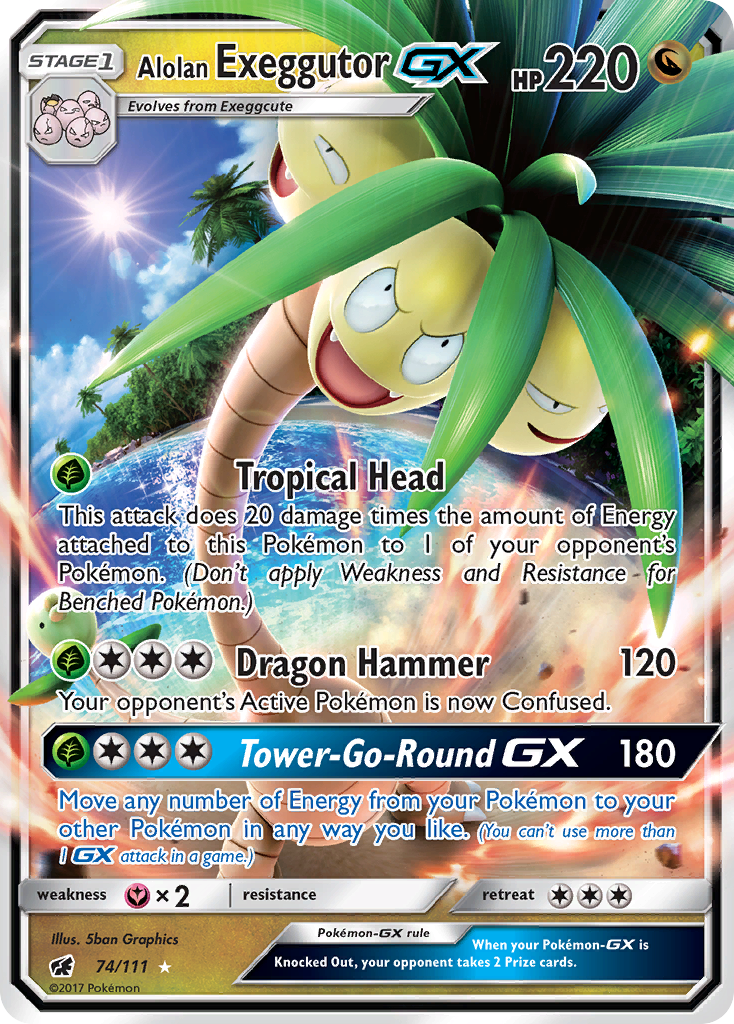 Alolan Exeggutor-GX 74 Rare Holo GX card from Crimson Invasion